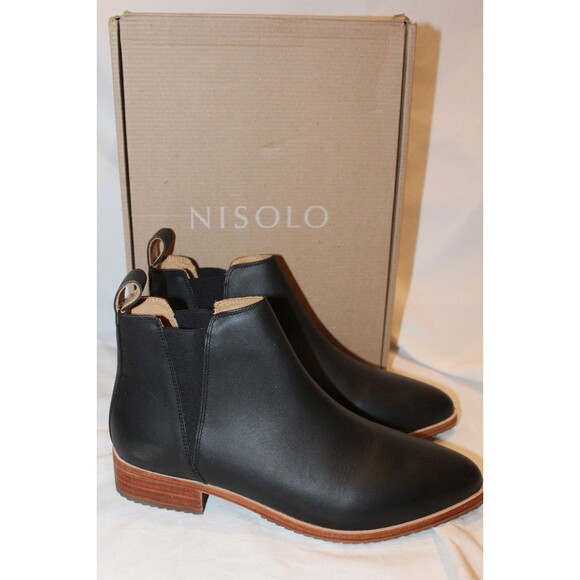 Nisolo Women Eva Leather Everyday Chelsea Boot Black NIB $228